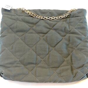 LOFT Quilted Hobo Bag with Chain - Olive Green
